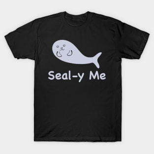 Kawaii Cute Seal-y Me Seal, Funny Silly Animal Pun, Grey Seal T-Shirt